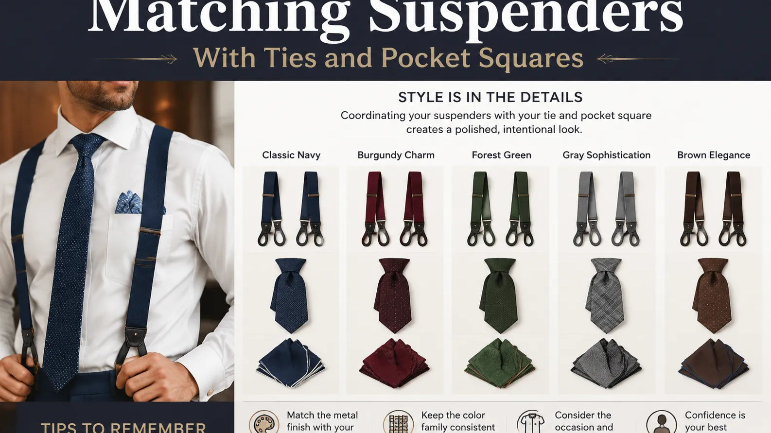 Matching Suspenders With Ties and Pocket Squares