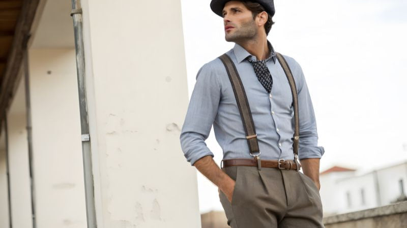 brown suspenders