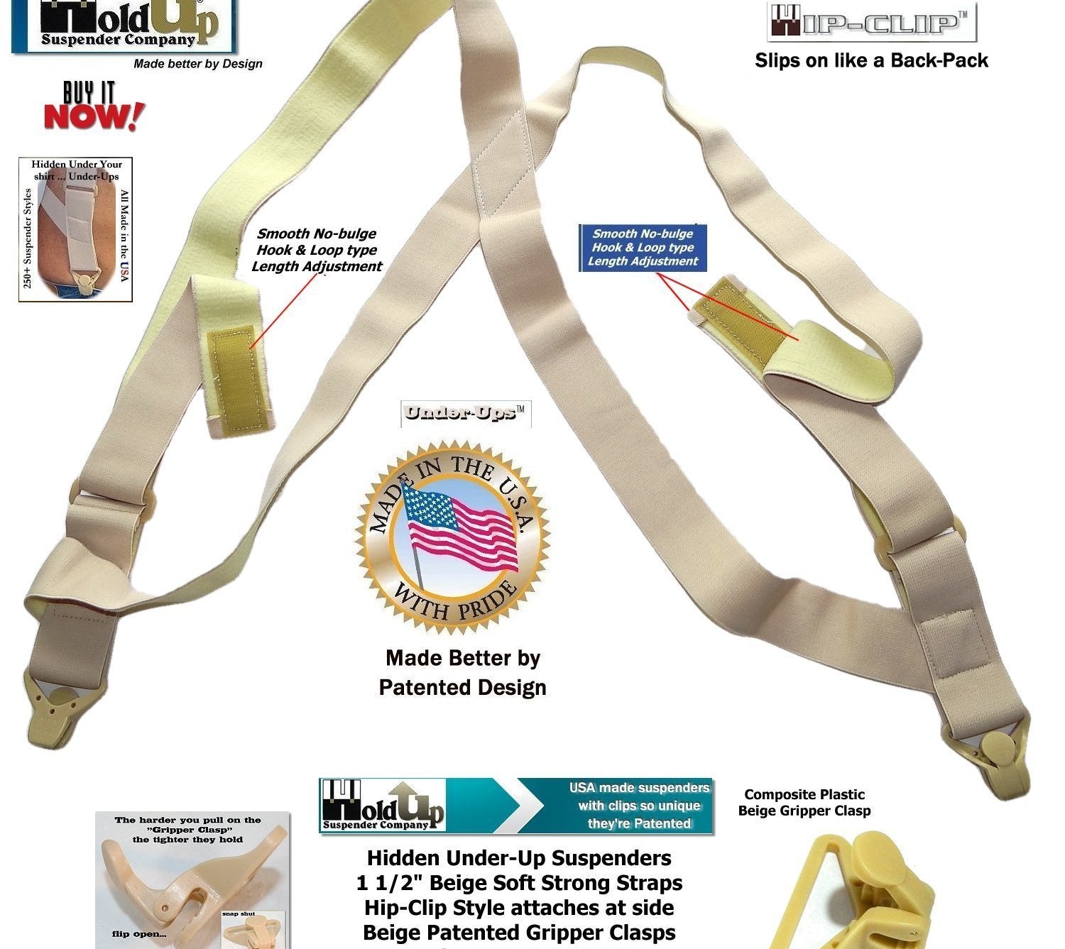 HoldUps Brand Under-Up Series Tan Invisible Undergarment Suspender