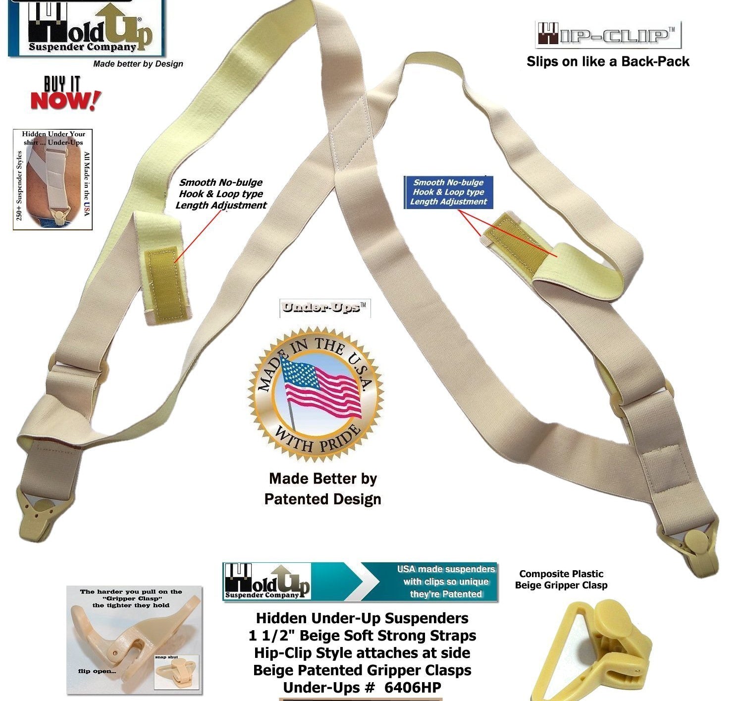 HoldUps Brand Under-Up Series Tan Invisible Undergarment Suspender