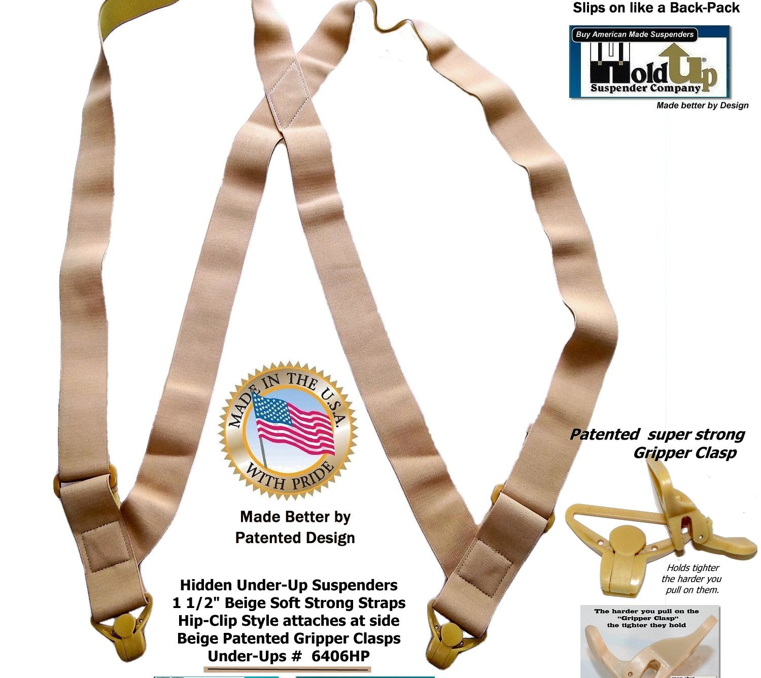 HoldUps Brand Under-Up Series Tan Invisible Undergarment Suspender