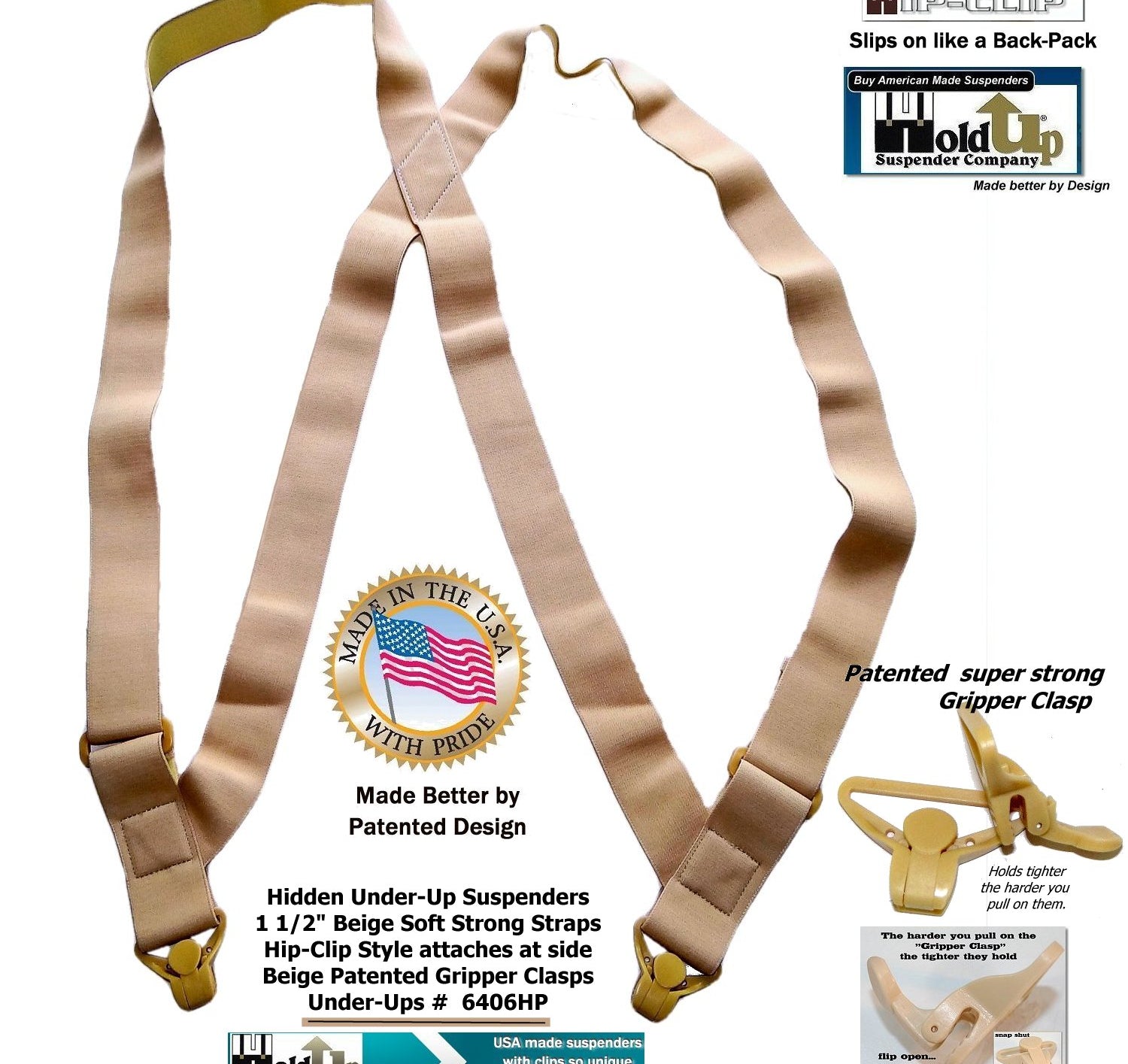 HoldUps Brand Under-Up Series Tan Invisible Undergarment Suspender