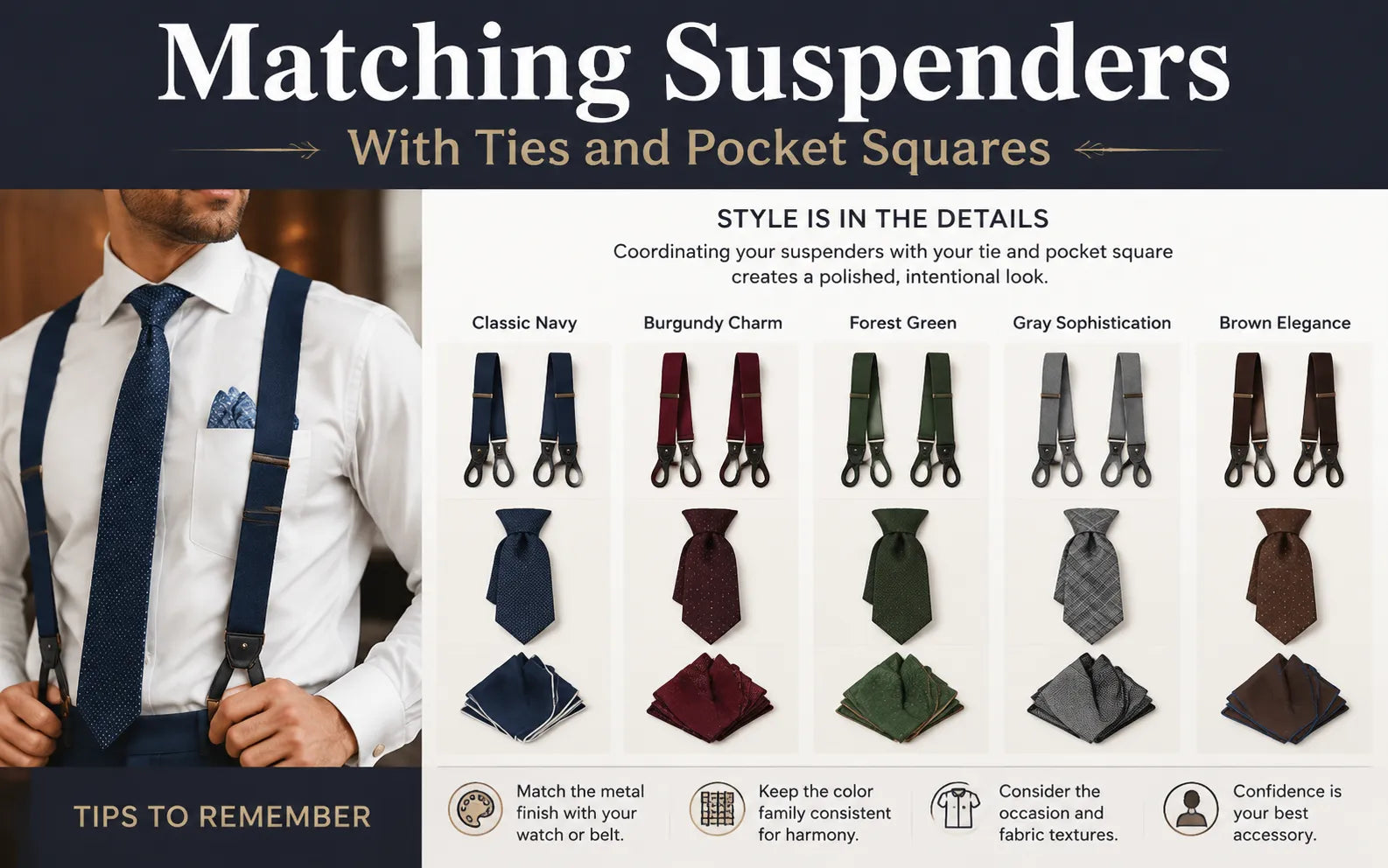 Matching Suspenders With Ties and Pocket Squares