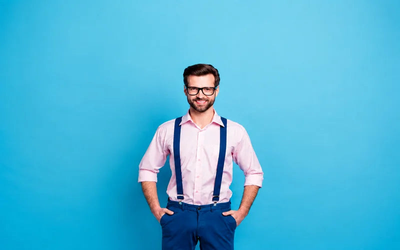 Navy blue suspender for men