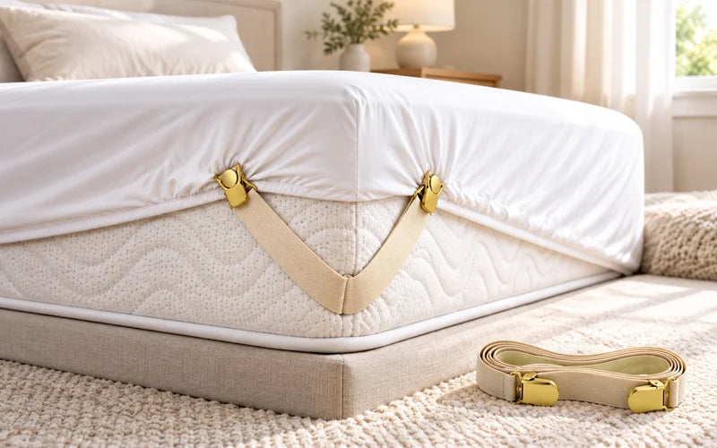Secure your bed by using fitted sheet straps