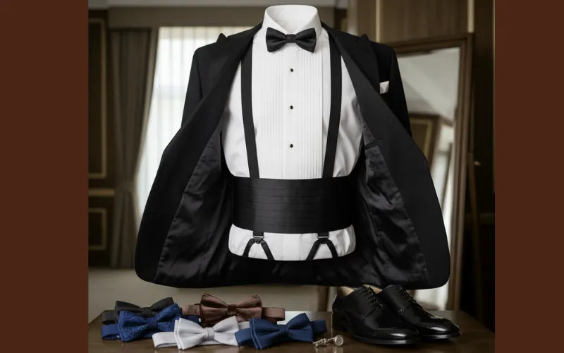 How to Match Tuxedo Suspenders with Bow Tie and Cummerbund