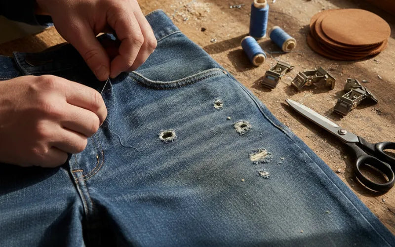 Repairing Holes in Pants Caused by Cheap Suspender Clips