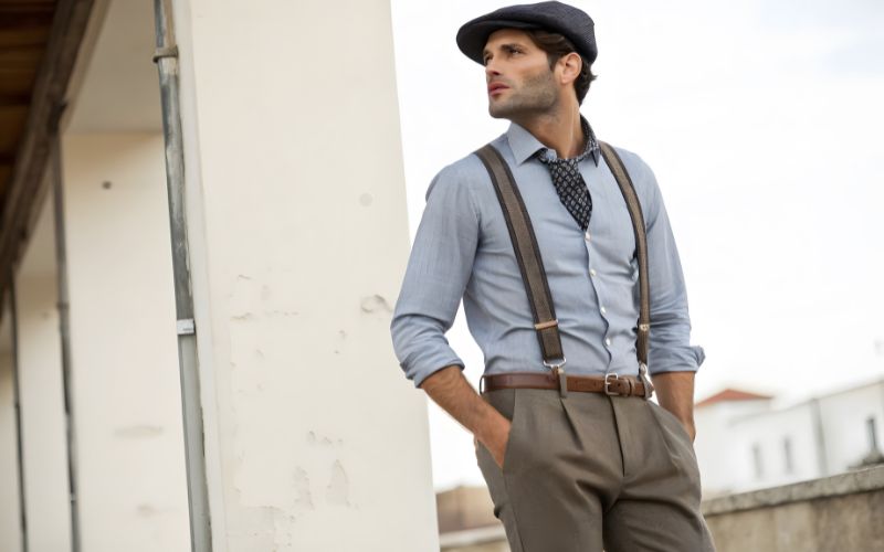 brown suspenders