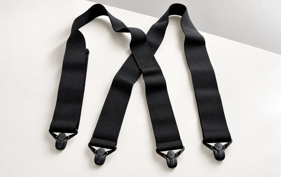 Airport Friendly No-Buzz Suspenders With Metal-Free Clips