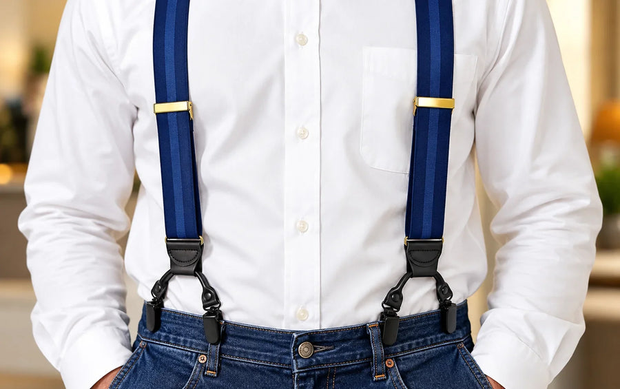 Dual Clip Stripe Series Double-Up Suspenders