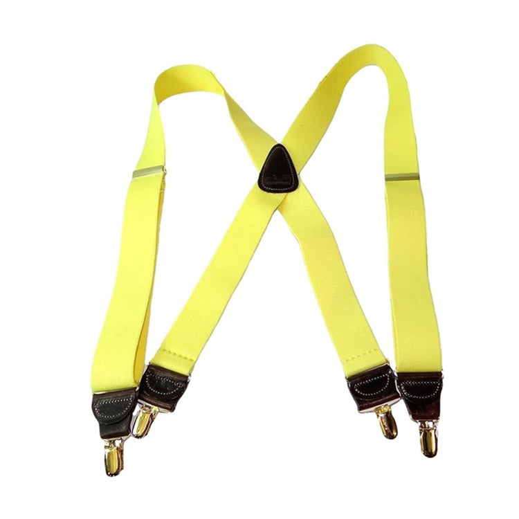 Hold-Ups Lemon Zest Yellow 1 1/2" wide Suspenders in X-back with USA Patented No-slip Gold Clips