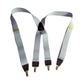 Holdup Brand Light Silver Fox Gray  1 1/2" Wide X-back Suspenders with USA Patented No-slip Silver-tone Clips
