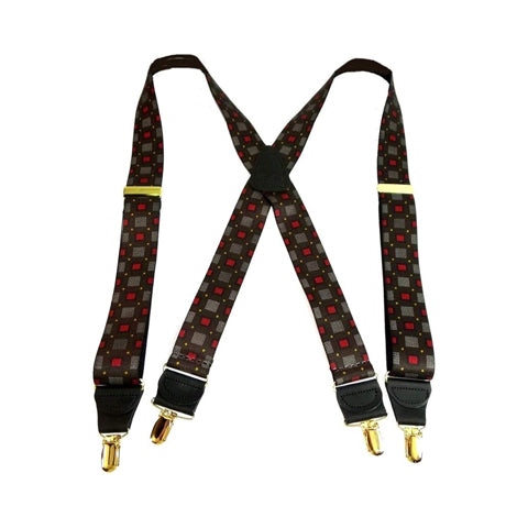 Hold-Ups Windows Too Pattern X-back 1 3/8" wide Susprnders with USA Patented No-slip Gold Clips