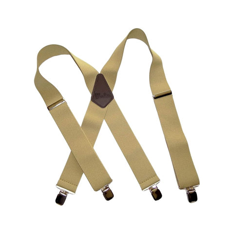 Holdup Brand Extra Long XL Sun Tan Suspenders with Jumbo USA Patented No-slip Center Pin Clips