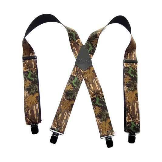 Hold-Up Trademarked Breakup Camo Pattern 2" Wide Suspenders X-Back USA Patented black No-slip Clips