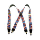 Holdup Brand America Flag Pattern Designer series X-back Suspenders with USA Patented No-slip Silver Clips