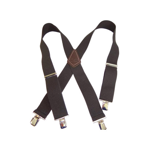 Holdup Heavy Duty Chestnut Brown Work Suspenders with USA patented Jumbo Silver No-slip Clips