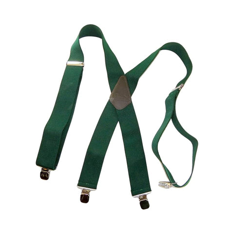 Holdup Brand Heavy Duty Dark Green X-back Work Suspenders with USA patented Jumbo No-Slips Clips
