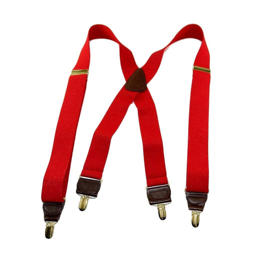 Holdup brand XL Fire Engine Red X-back Style Suspenders for the Big and Tall man with Patented No-slip Gold-tone Clips
