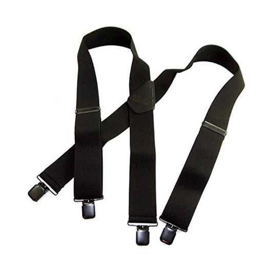 Hold-Up Brand Shadow Black Heavy Duty Work Suspenders are 2" Wide with Jumbo Black USA Patented No-slip Clips