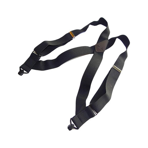 Black Hip-clip X-back Trucker style Holdup Suspenders with USA patented Gripper Clasps