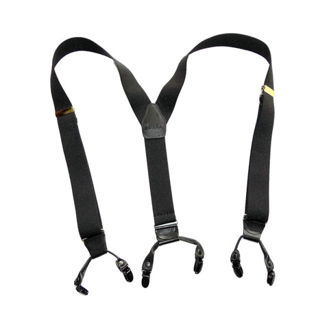 Hold-Ups Black XL 1 1/2" wide Casual Series Double-Ups Style Suspenders in Black Pack color and No-slip Clips