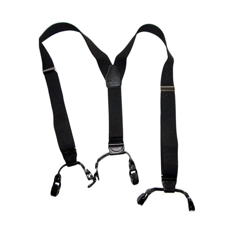 Holdup Brand Black Pack Gripper Clasp Double-Up Y-back Suspenders with Patented Gripper Clasps