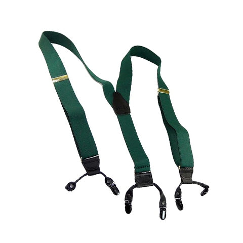 Holdup Brand Dark Hunter Green Dual Clip Double-Up Style Suspenders with Y-Back crosspatch and Patented no-slip clips