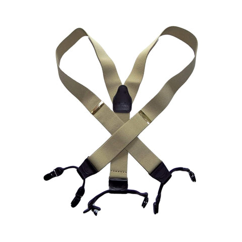 Holdup Light Tan Sand Dunes Color Double-Up Style Suspenders With Black USA Patented No-slip Clips