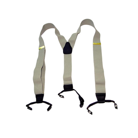 Holdup Brand Silver Fox Grey Dual-clip Double-ups Style Suspenders 1 1/2" wide with Patented No-slip Clips
