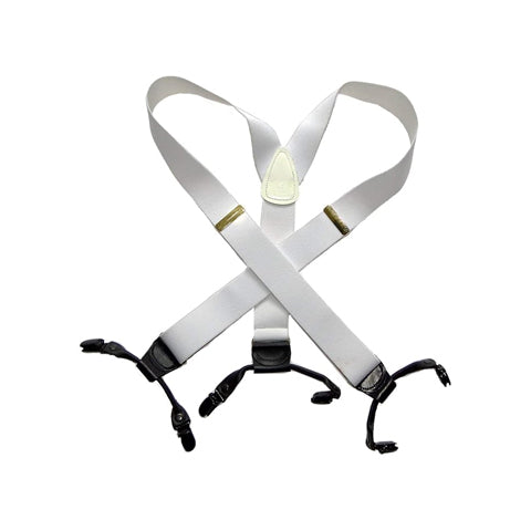 Hold-Ups White Casual Series Dual-clip Men's Suspenders with Y-back Crosspatch