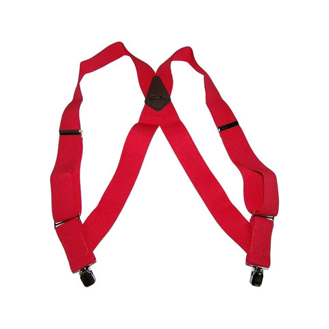Hold-Ups 2" wide Bright Red Hip-clip Trucker Style Side Clip-on Suspenders