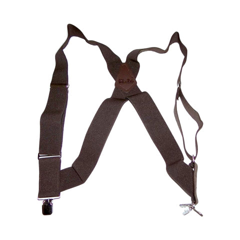 Holdup 2" wide Dark Brown Hip-clip Side Clip Suspenders with USA patented Jumbo No-slip Clips