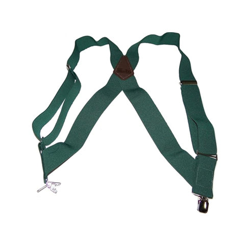 Holdup Brand Dark Green Hip-clip Side Clip Suspenders With Jumbo No-slip Clips