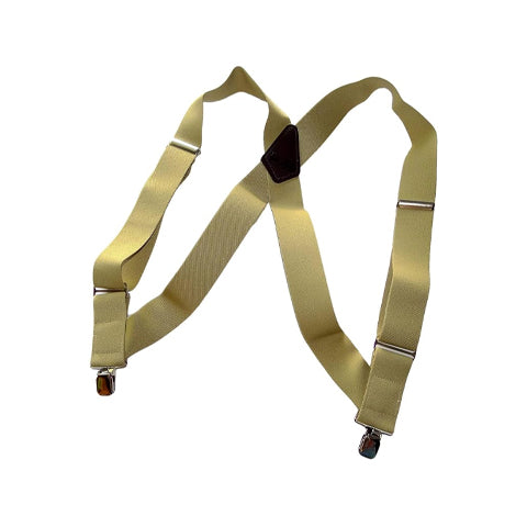 Holdup Brand Light TAN Trucker Style 2" Wide Hip-Clip Suspenders with jumbo Patented No-slip Clips