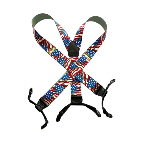 Holdup Brand Double-Ups Style Designer Series American Flag Pattern clip-on Suspenders