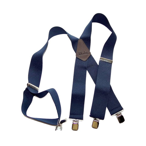 Holdup Suspender Company Extra Long XL Navy Blue wide work Suspenders with Jumbo Silver tone No-slip Clips