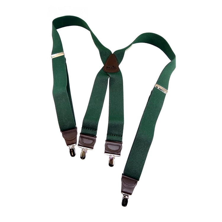 Holdup Brand Dark Hunter Green Men's Clip-On Suspenders with X-Back Style and and Silver/Chrome Clips
