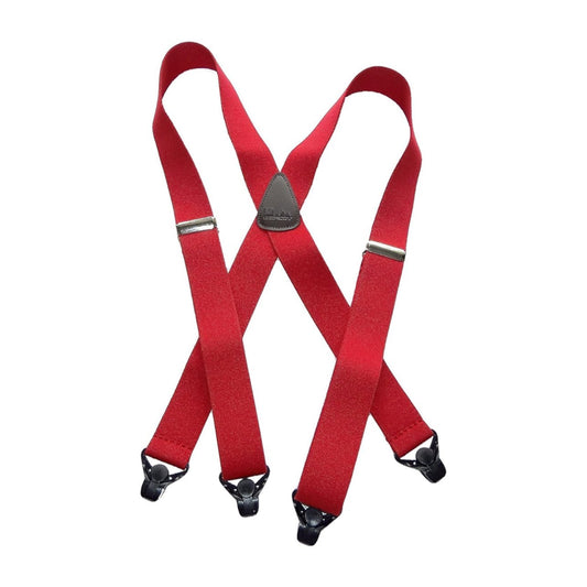 Classic RED Holdup X-back Suspenders with Patented strong black Gripper Clasps