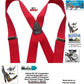 Holdup Brand 42" Teen Red X-back Suspenders 1 1/4" wide with USA Patented Gripper Clasps