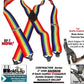 Holdup Brand Wide Rainbow Of Color X-back Suspenders With USA Patented Gripper Clasps