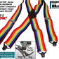 Holdup Brand Wide Rainbow Of Color X-back Suspenders With USA Patented Gripper Clasps