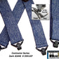 Holdup Brand Heavy Duty Dark Denim Work Suspenders with jumbo USA Patented Gripper Clasps