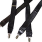 Hold-Ups Black Satin Finish 1 1/2" Wide in X-back suspenders with Patented No-slip Silver Clips