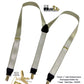 Hold-Ups Champagne Gold  Tan 1" wide Satin Finish Suspenders Y-back Style and Patented No-slip Gold Clips