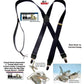 Hold-Ups Tuxedo Black Formal Satin finish  Suspenders X-back, USA Patented No-slip Silver Clips in 1" Width