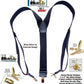 Hold-Ups Y-back All Black Casual Series Suspenders USA Patented No-Slip Gold Clips