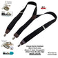 Holdup Suspender Company's Black Pack Casual Series 1 1/2" wide Y-back Suspenders with USA Patented No-slip Nickel Clips