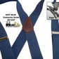 Holdup Brand Heavy Duty Dark Denim Work Suspenders with jumbo USA Patented Gripper Clasps