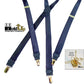 Hold-Ups Formal Series Satin Finished dark Blue X-back suspenders with Gold tone no-slip clips